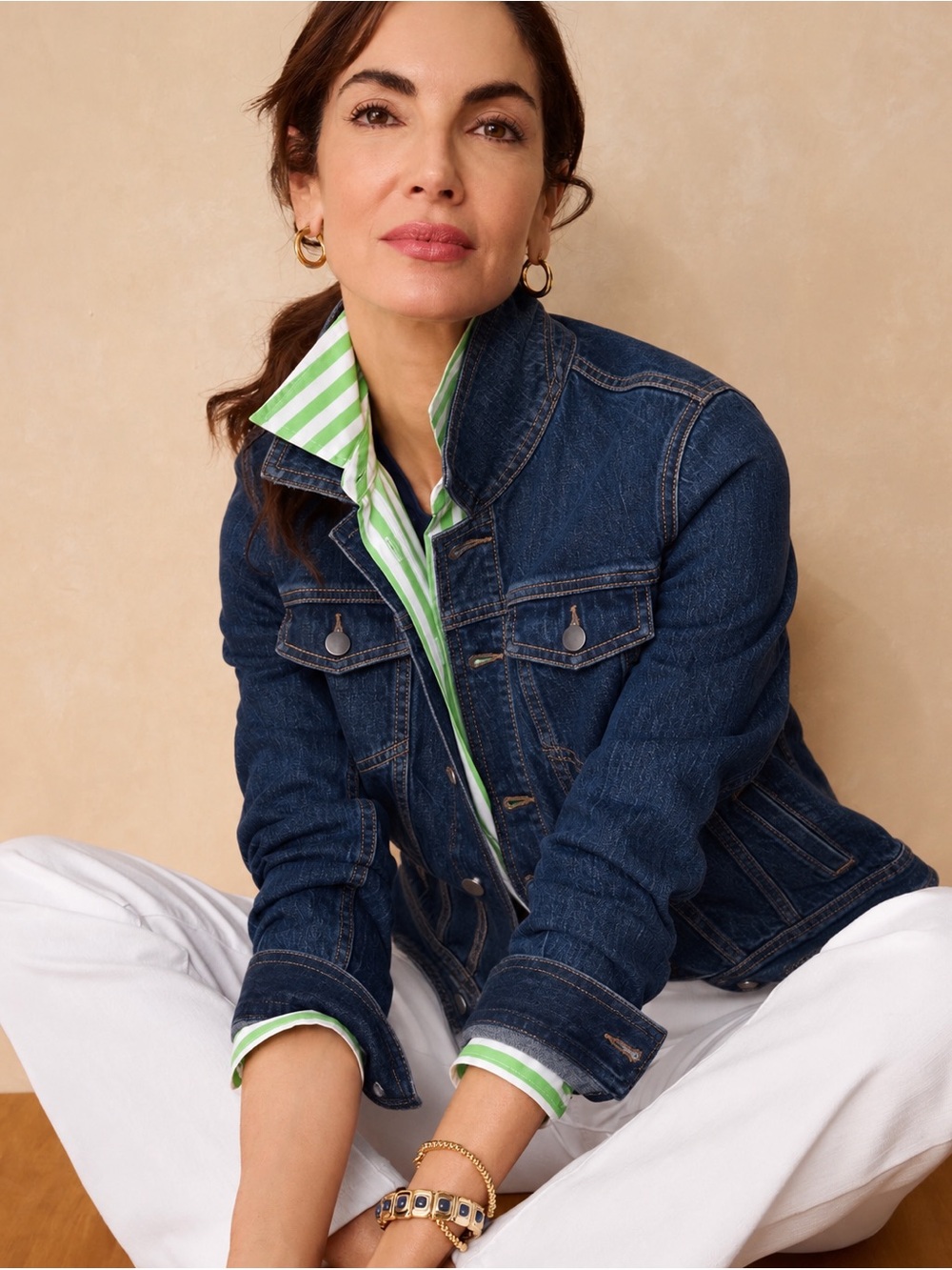 Talbots Petites Small Petite Dark Wash Denim Jean Jacket SP